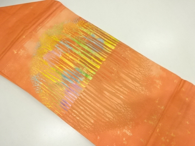 リサイクル　引箔樹木模様織り出し名古屋帯